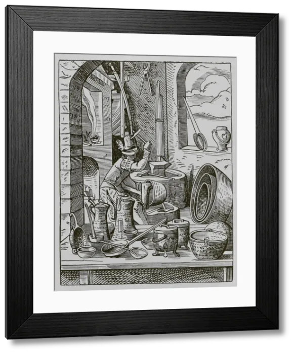 Framed Print : Coppersmith, 16th century. Engraving Framed Print : Coppersmith, 16th century. Engraving