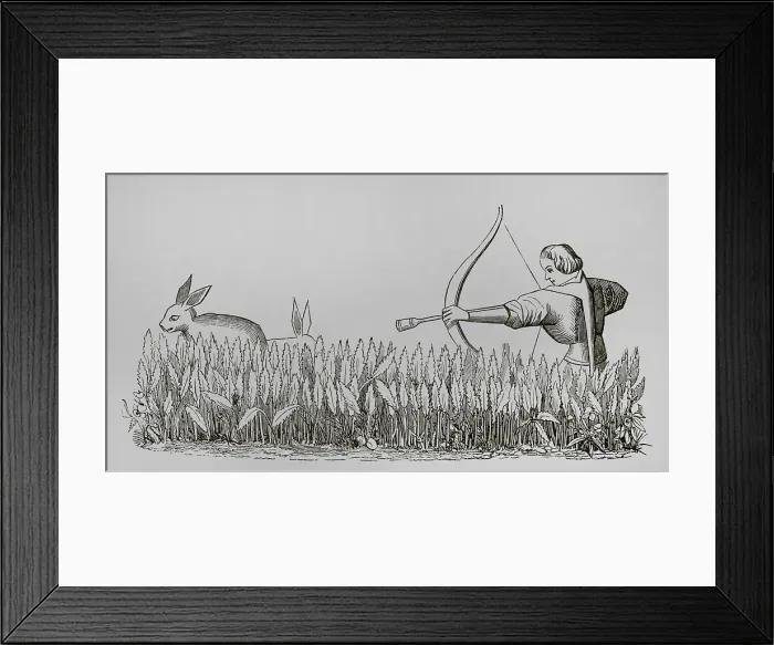 Framed Print : How to allure the hare. Facsimile of an engraving Framed Print : How to allure the hare. Facsimile of an engraving