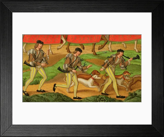 Framed Print : #VALUE!. Ladies hunting, 15th century. Chromolithography based on a miniature Framed Print : #VALUE!. Ladies hunting, 15th century. Chromolithography based on a miniature