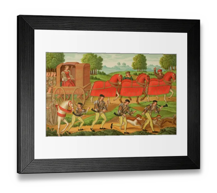 Framed Print : Ladies hunting, 15th century. 19th century chromolithography Framed Print : Ladies hunting, 15th century. 19th century chromolithography