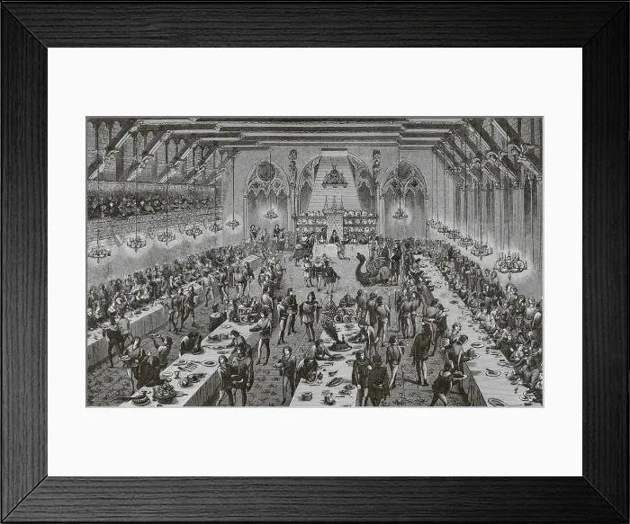 Framed Print : Grand ceremonial banquet at the French Court in Framed Print : Grand ceremonial banquet at the French Court in