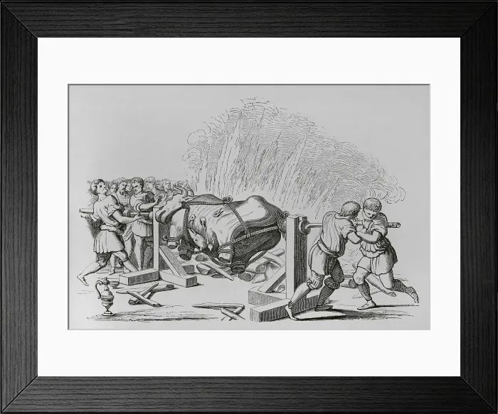Framed Print : Free distribution of bread, meat and wine to Framed Print : Free distribution of bread, meat and wine to