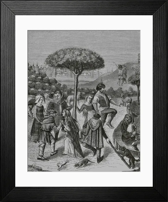 Framed Print : Peasant dances of the May Feasts. Facsimile of Framed Print : Peasant dances of the May Feasts. Facsimile of