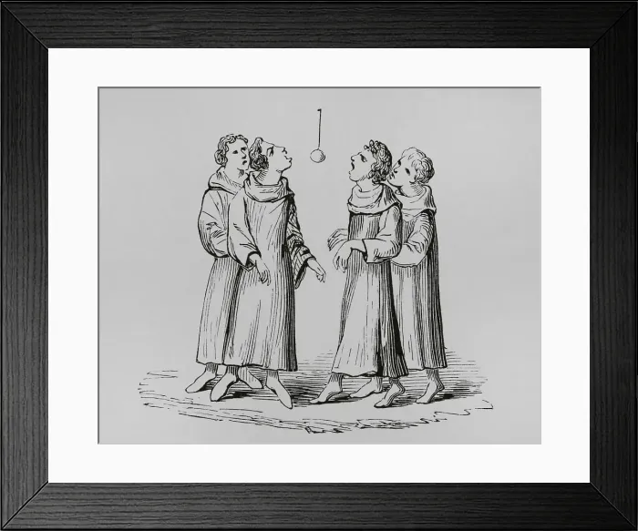 Framed Print : Medieval monks playing the game of bob apple Framed Print : Medieval monks playing the game of bob apple