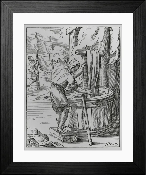 Framed Print : The trades. The dyer, 16th century. Engraving Framed Print : The trades. The dyer, 16th century. Engraving
