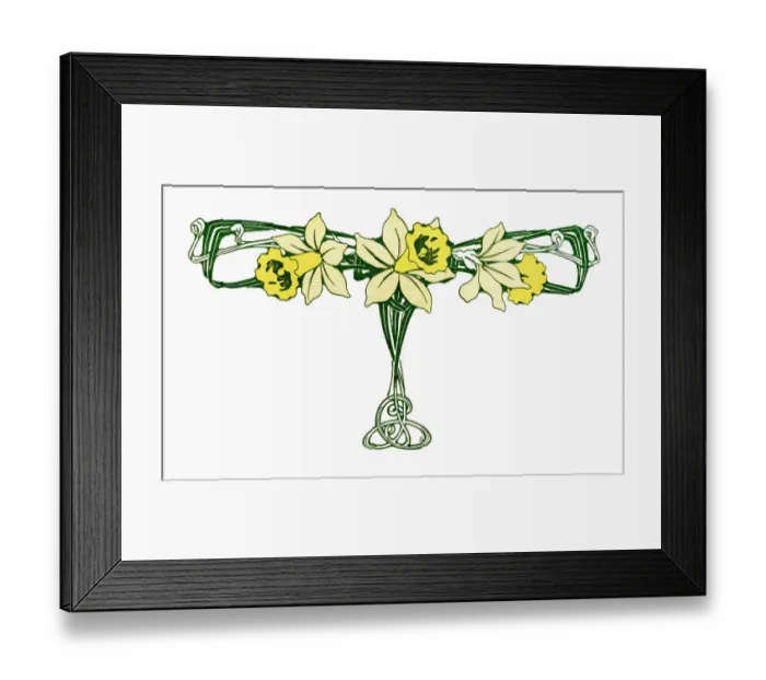 Framed Print : Greetings Card Art Nouveau Yellow Daffodil Framed Print : Greetings Card Art Nouveau Yellow Daffodil