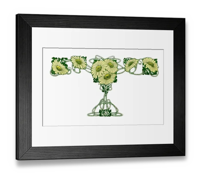 Framed Print : Greetings Card Art Nouveau Yellow Daisy Swag Framed Print : Greetings Card Art Nouveau Yellow Daisy Swag