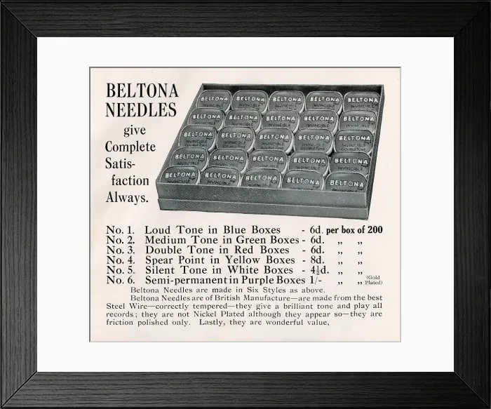 Framed Print : Beltona Gramophone Needles Framed Print : Beltona Gramophone Needles