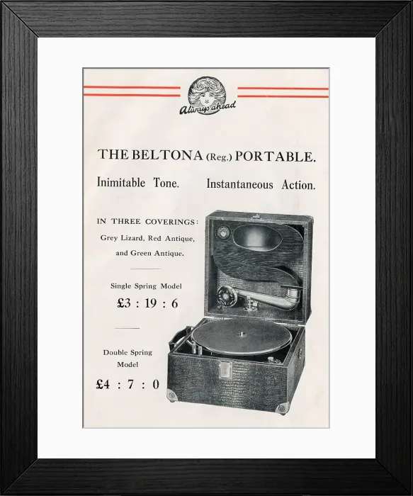 Framed Print : Beltona Portable Gramophone Framed Print : Beltona Portable Gramophone