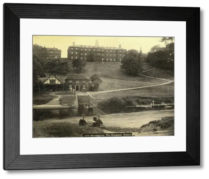 Framed Print : Ferry and Grammar School Shrewsbury - photograph Framed Print : Ferry and Grammar School Shrewsbury - photograph