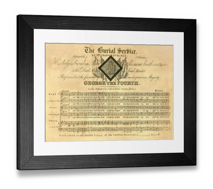 Framed Print : Burial Service of King George IV, Dr Croft and Purcell music Framed Print : Burial Service of King George IV, Dr Croft and Purcell music