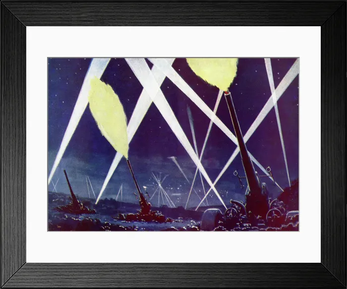Framed Print : WW2 British Searchlights and Anti-Aircraft Guns Framed Print : WW2 British Searchlights and Anti-Aircraft Guns