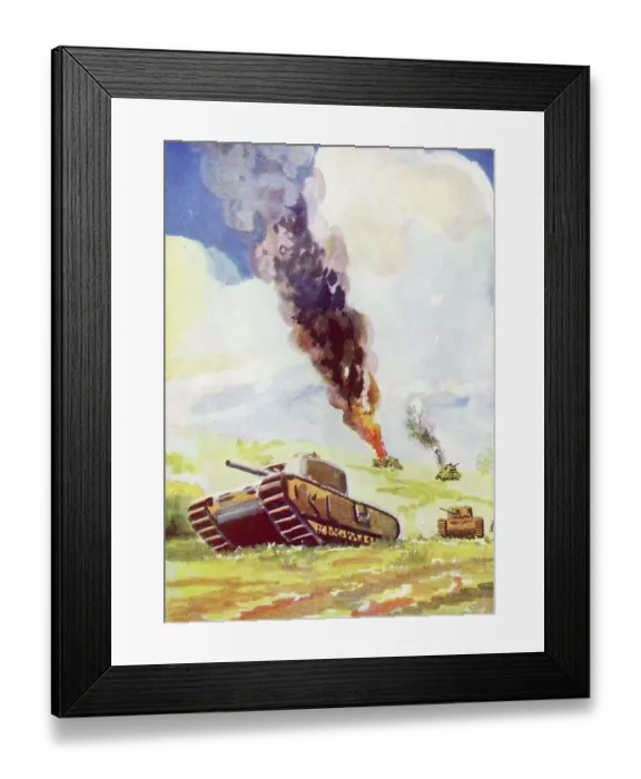 Framed Print : WW2 British Tanks in Battle, detail Framed Print : WW2 British Tanks in Battle, detail