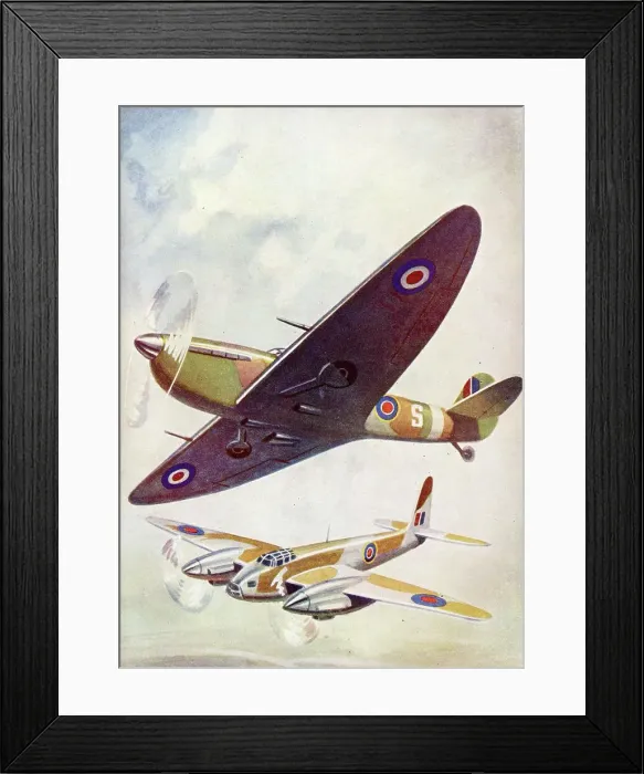 Framed Print : WW2 R.A.F. Aircraft in flight including Spitfire Framed Print : WW2 R.A.F. Aircraft in flight including Spitfire