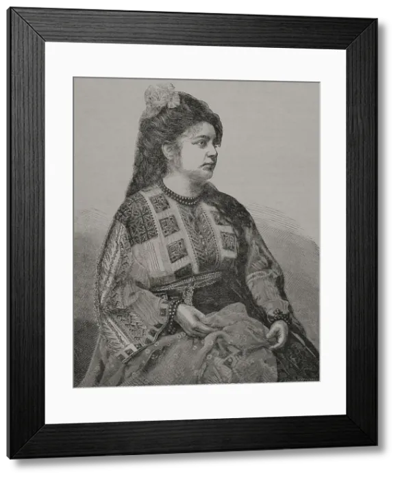 Framed Print : Romanian woman wearing traditional costume. Engraving Framed Print : Romanian woman wearing traditional costume. Engraving