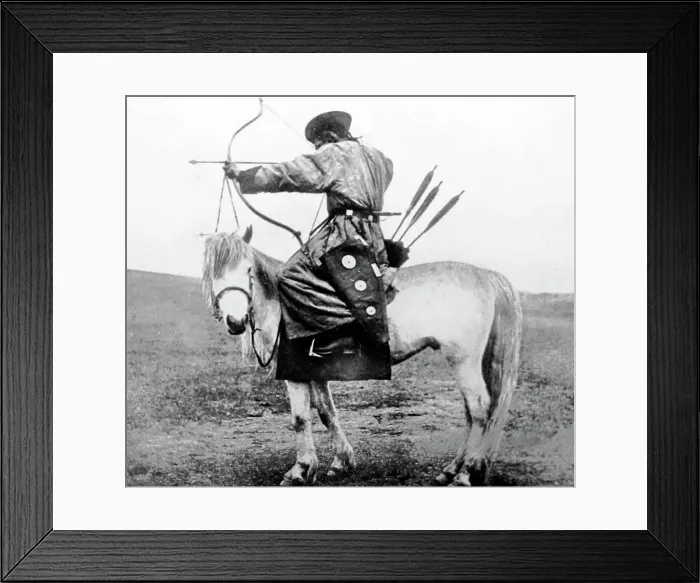 Framed Print : Horse mounted archer, Japan, early 1900s Framed Print : Horse mounted archer, Japan, early 1900s