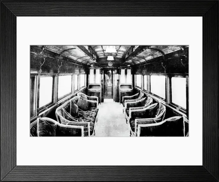 Framed Print : Observation railway coach, Japan, early 1900s Framed Print : Observation railway coach, Japan, early 1900s