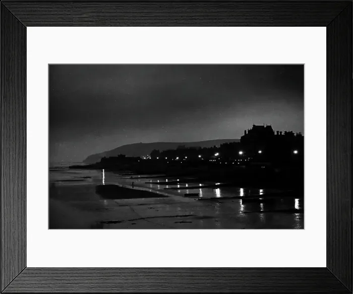 Framed Print : Eastbourne Promenade at night, probably 1920s Framed Print : Eastbourne Promenade at night, probably 1920s
