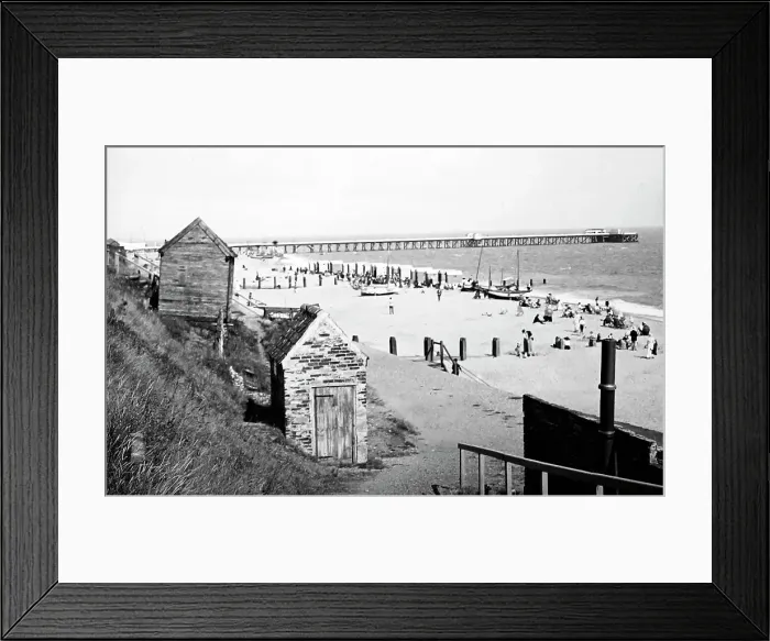 Framed Print : Southwold beach and pier, Victorian period Framed Print : Southwold beach and pier, Victorian period