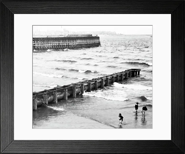 Framed Print : Children paddling, Hartlepool, Victorian period Framed Print : Children paddling, Hartlepool, Victorian period