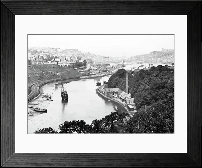 Framed Print : River Esk at Whitby, Yorkshire, Victorian period Framed Print : River Esk at Whitby, Yorkshire, Victorian period
