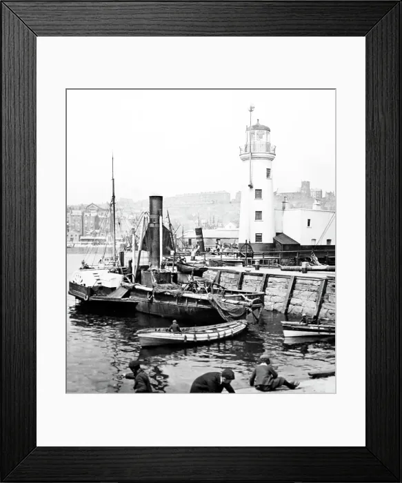 Framed Print : Scarborough harbour, Yorkshire, Victorian period Framed Print : Scarborough harbour, Yorkshire, Victorian period