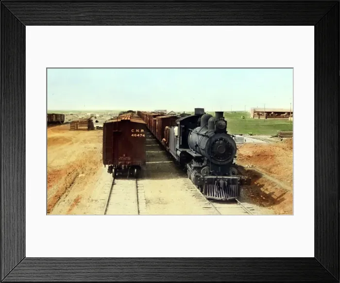 Framed Print : Canadian National Railway freight train, early 1900s Framed Print : Canadian National Railway freight train, early 1900s