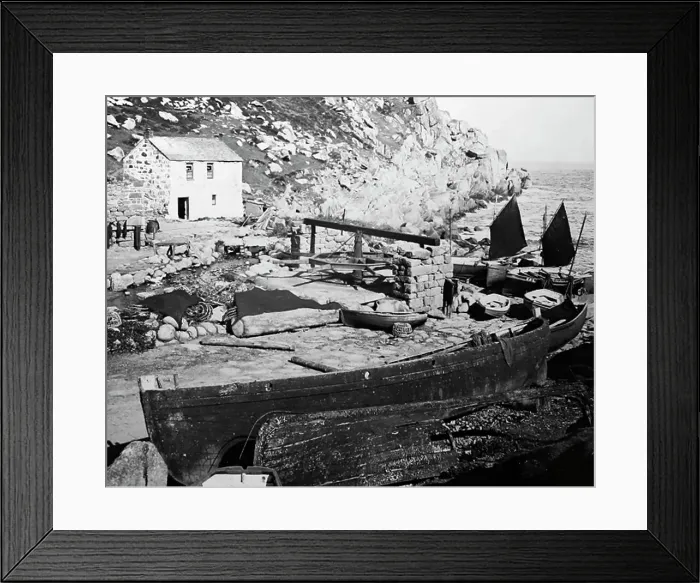Framed Print : Pemberth Cove, Cornwall, Victorian period Framed Print : Pemberth Cove, Cornwall, Victorian period