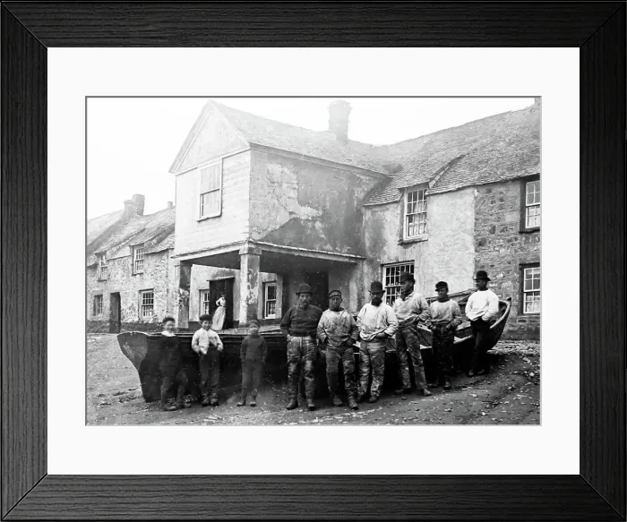 Framed Print : Fishermen, Newlyn, Cornwall, Victorian period Framed Print : Fishermen, Newlyn, Cornwall, Victorian period