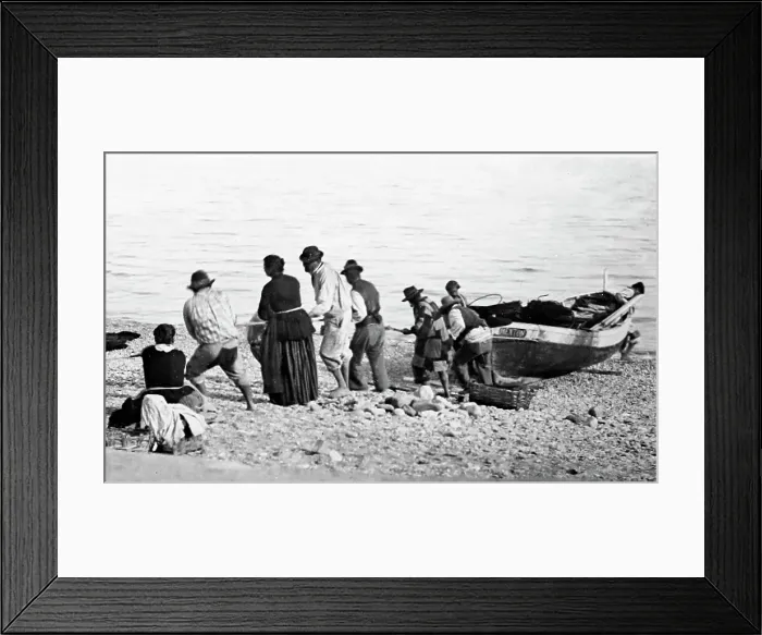 Framed Print : Fishing, Menton, France, Victorian period Framed Print : Fishing, Menton, France, Victorian period