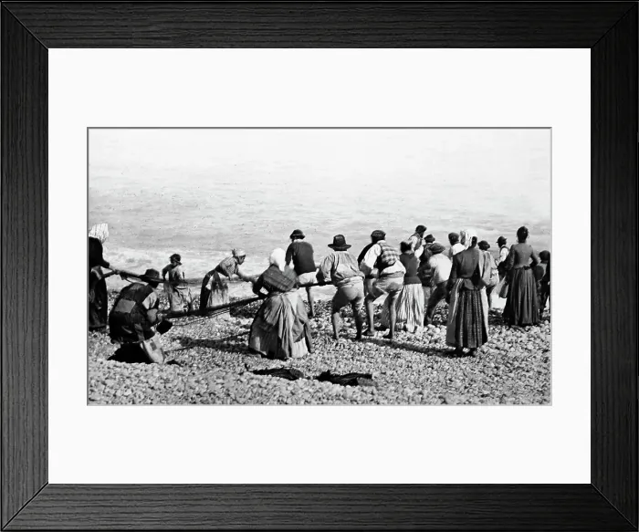 Framed Print : Fishing, Menton, France, Victorian period Framed Print : Fishing, Menton, France, Victorian period