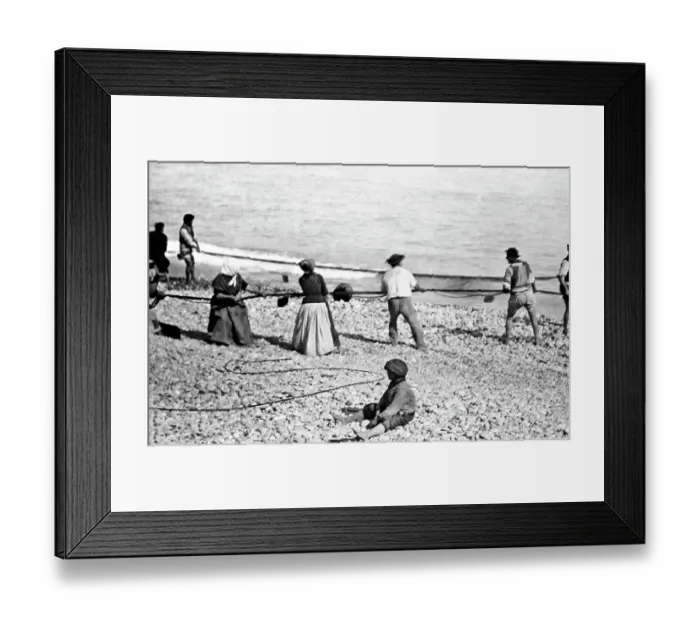 Framed Print : Fishing, Menton, France, Victorian period Framed Print : Fishing, Menton, France, Victorian period