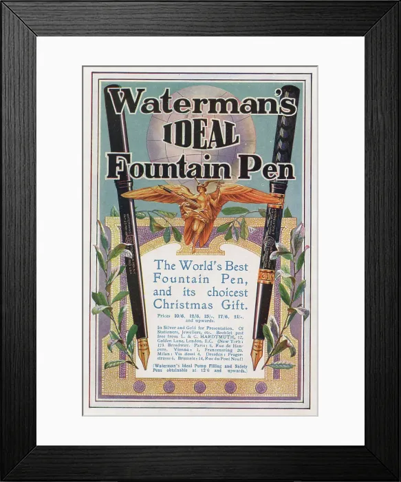 Framed Print : Advertisement for Waterman's Ideal Fountain Pen Framed Print : Advertisement for Waterman's Ideal Fountain Pen