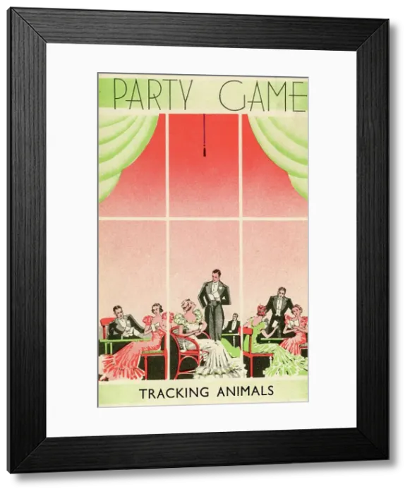 Framed Print : Art Deco Party Game Card, Tracking Animals Framed Print : Art Deco Party Game Card, Tracking Animals