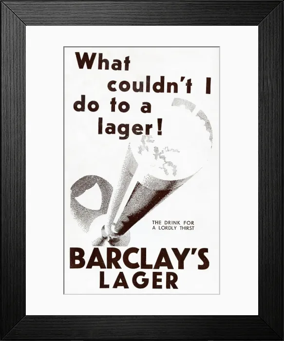 Framed Print : Advert, Barclay's Lager Framed Print : Advert, Barclay's Lager