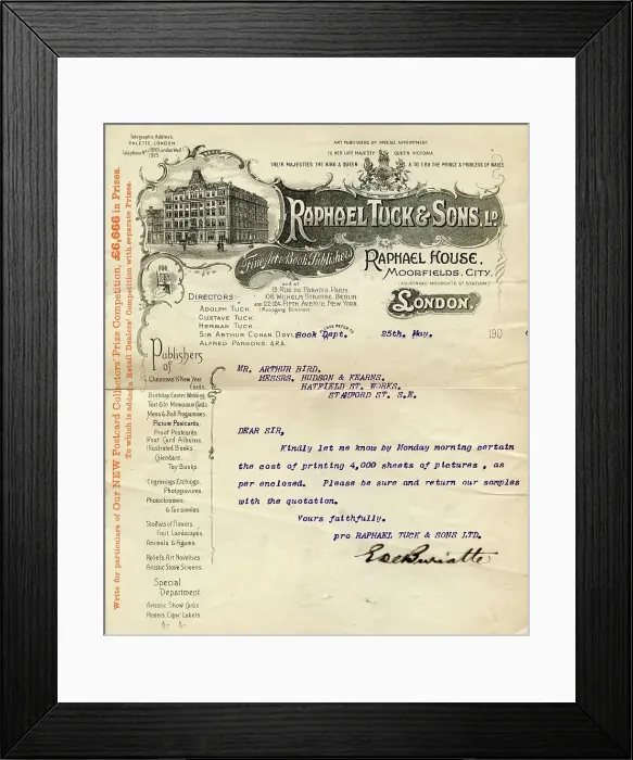 Framed Print : Illustrated headed letter, Raphael Tuck & Sons Ltd Framed Print : Illustrated headed letter, Raphael Tuck & Sons Ltd