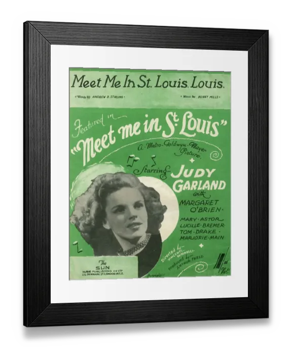 Framed Print : Sheet Music Cover, Meet Me in St. Louis, Judy Garland Framed Print : Sheet Music Cover, Meet Me in St. Louis, Judy Garland