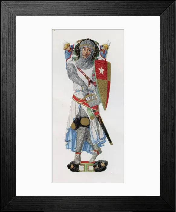 Framed Print : Monumental Brass - Medieval Knight - Sir Robert de Setvans Framed Print : Monumental Brass - Medieval Knight - Sir Robert de Setvans