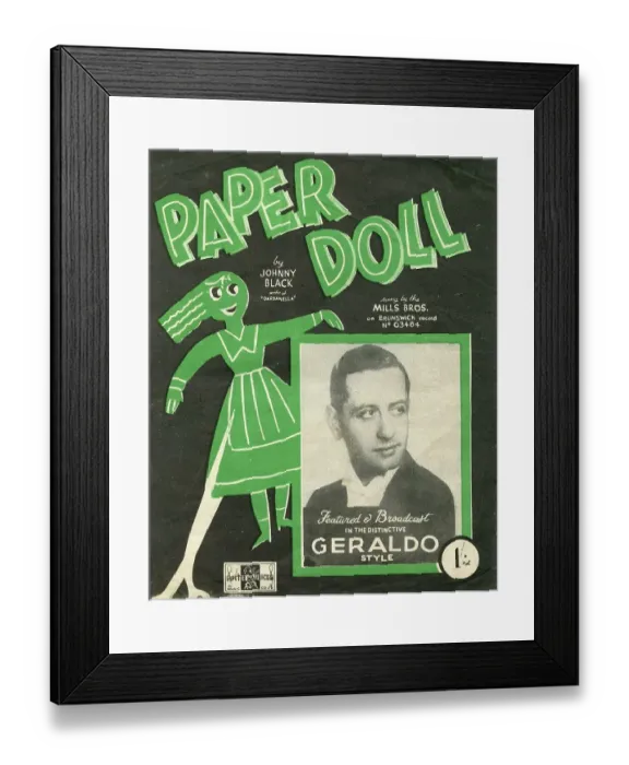 Framed Print : Sheet Music Cover, Paper Doll, performed by Geraldo