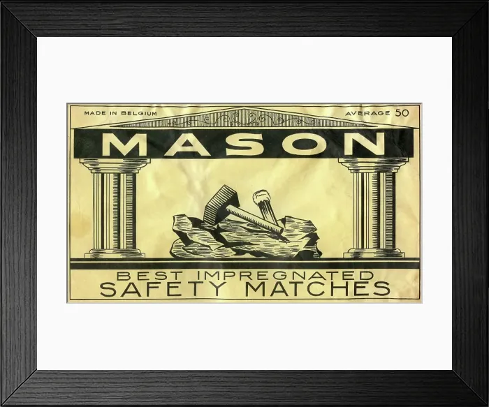 Framed Print : Mason Safety Matches - Matchbox top carton label Framed Print : Mason Safety Matches - Matchbox top carton label