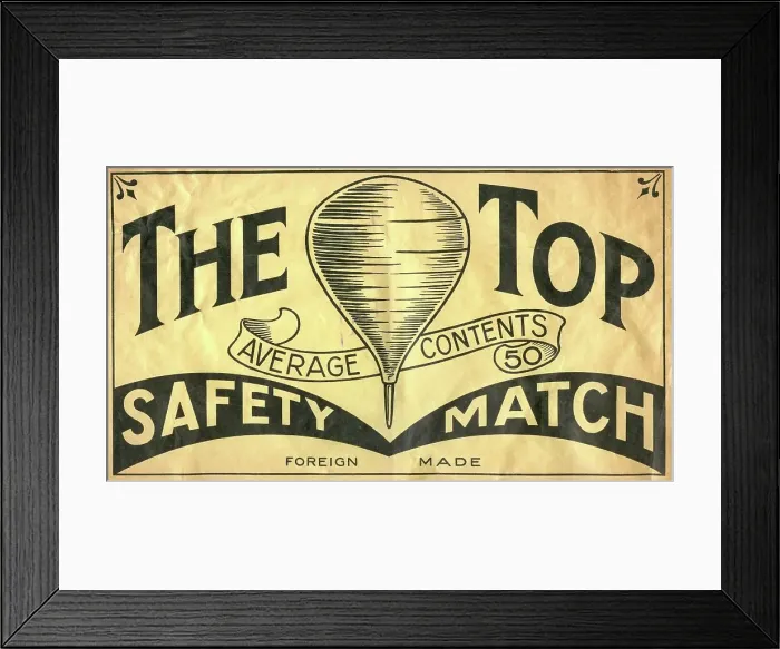 Framed Print : The Spinning Top Safety Matches - Matchbox top carton label Framed Print : The Spinning Top Safety Matches - Matchbox top carton label