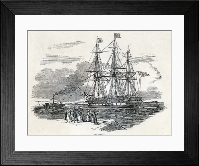Framed Print : Towing Out Migrant Ship bound for Australia from Germany Framed Print : Towing Out Migrant Ship bound for Australia from Germany