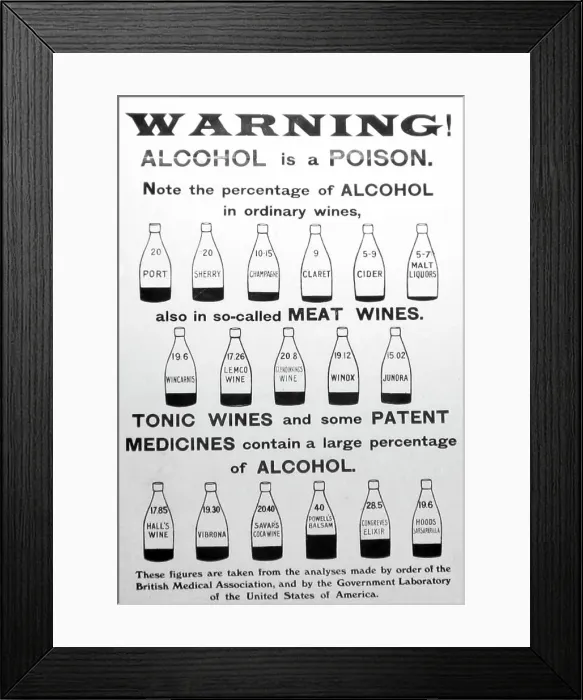 Framed Print : Alcohol in Poison temperance message, early 1900s Framed Print : Alcohol in Poison temperance message, early 1900s