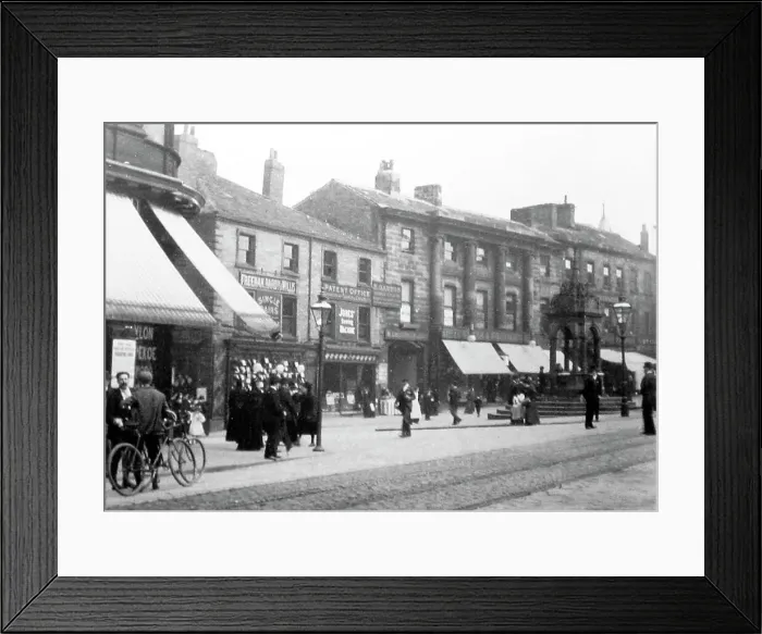 Framed Print : Market Place, Huddersfield, early 1900s Framed Print : Market Place, Huddersfield, early 1900s