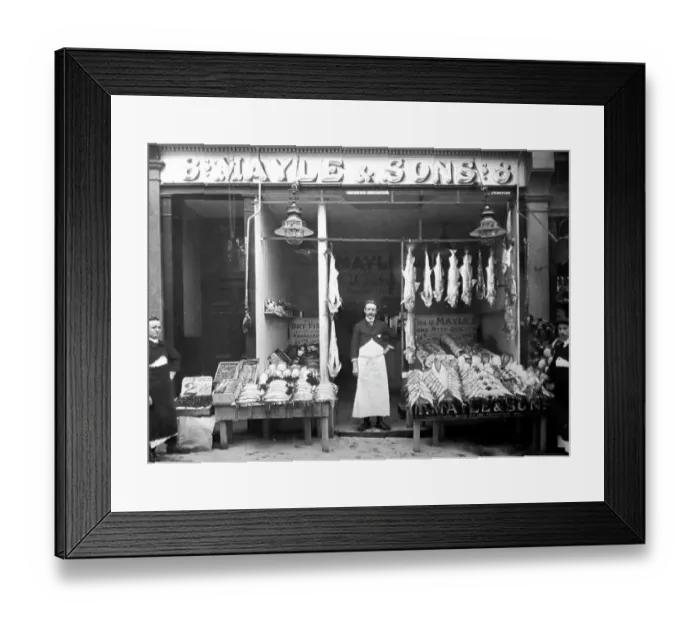 Framed Print : Mayle & Sons, Fruit and fishmonger, Knight's Hill, Streatham Framed Print : Mayle & Sons, Fruit and fishmonger, Knight's Hill, Streatham