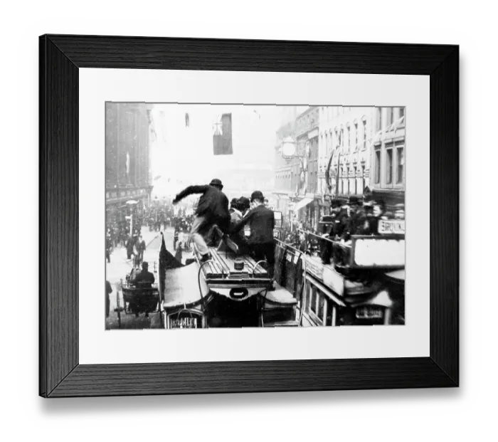 Framed Print : Top of a double-decker horse bus, Market Street, Manchester Framed Print : Top of a double-decker horse bus, Market Street, Manchester