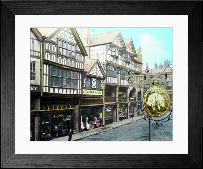 Framed Print : Compton House, Chester Rows, Chester, Victorian period Framed Print : Compton House, Chester Rows, Chester, Victorian period