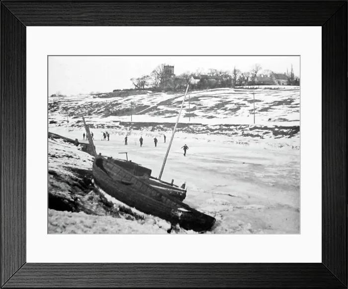 Framed Print : Frozen River Tees, Yarm on Tees in the early 1880s Framed Print : Frozen River Tees, Yarm on Tees in the early 1880s