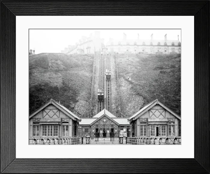 Framed Print : The Cliff Lift, Saltburn, Victorian period Framed Print : The Cliff Lift, Saltburn, Victorian period