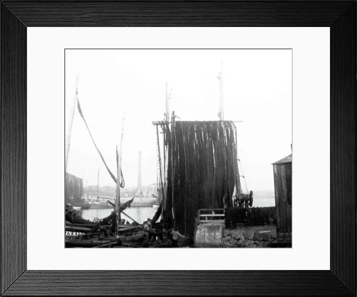 Framed Print : Fishermen drying nets, Victorian period Framed Print : Fishermen drying nets, Victorian period